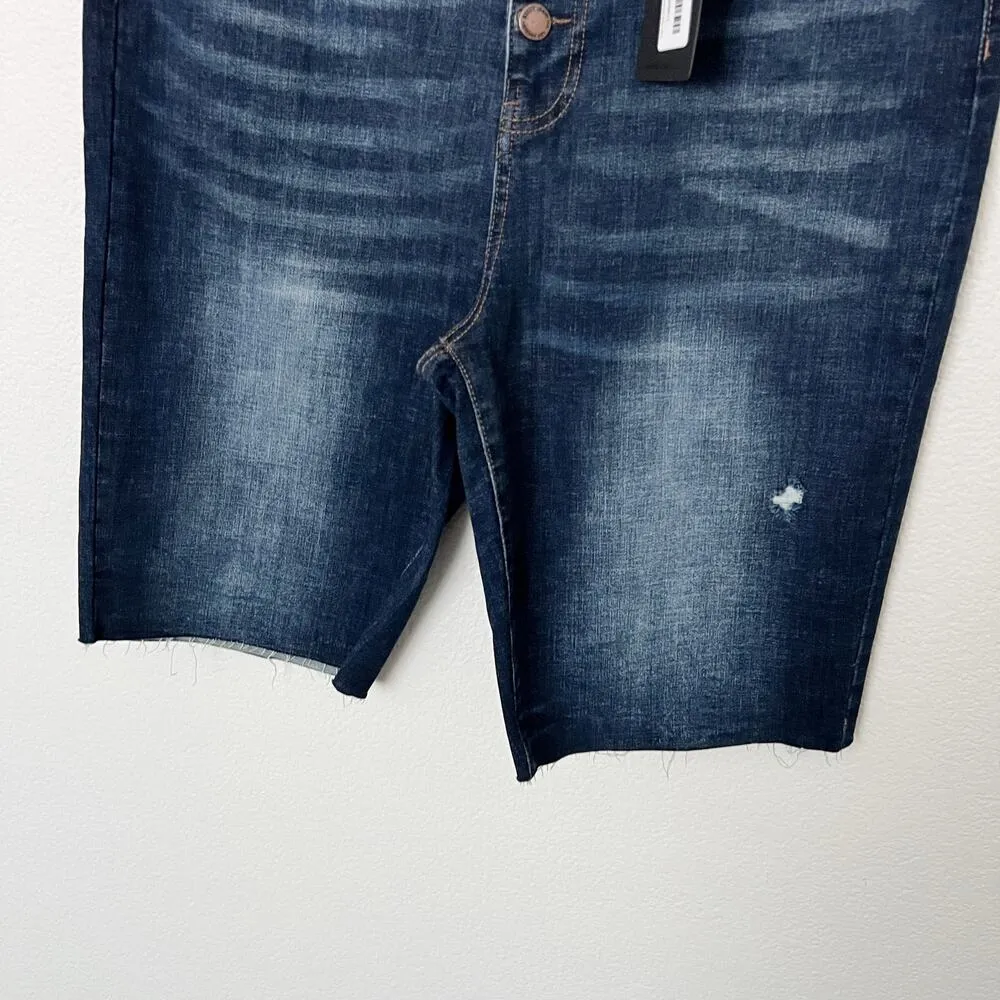 [Risen] Claire Dark Wash High Rise Denim Cutoff Bermuda Shorts Button Fly Sz 2XL - Image 6