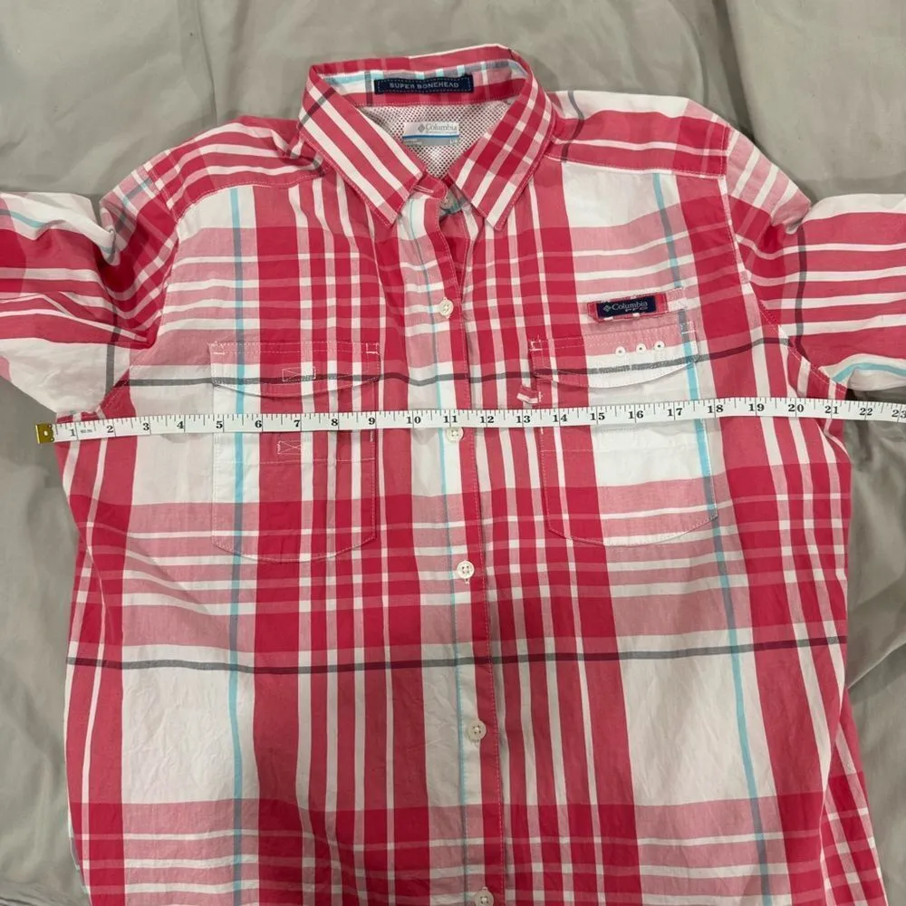 Columbia  PFG pink plaid button down shirt Large‎ - Image 4