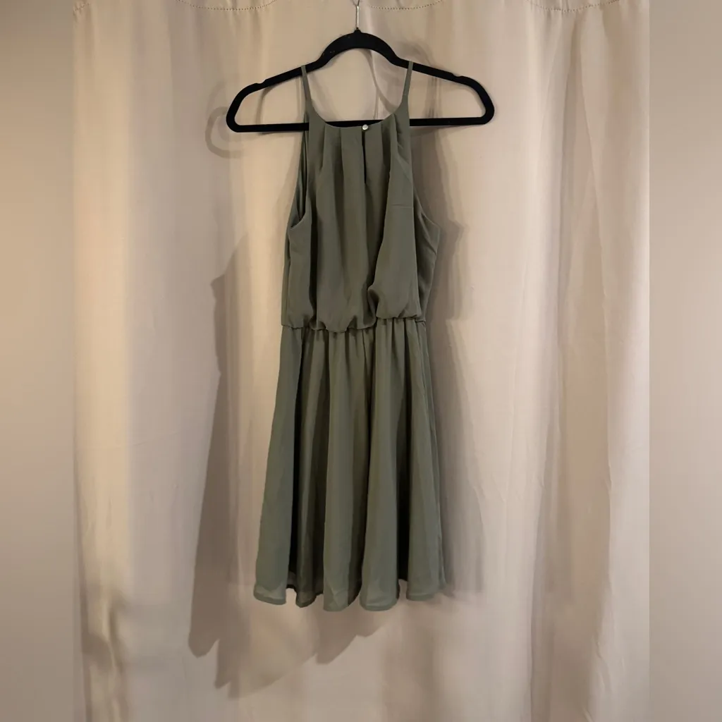 Blue Rain  Olive Green Sleeveless Dress - Image 2