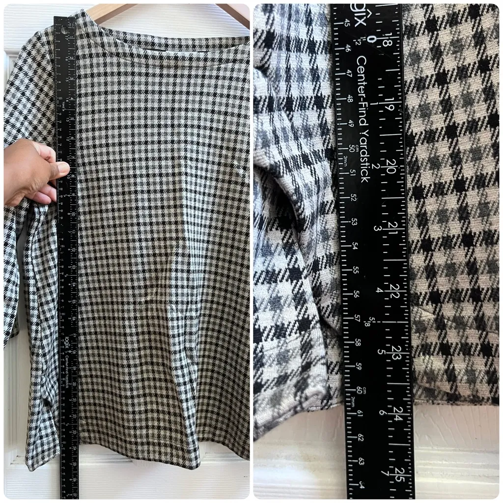J. Jill Houndstooth Ponte Knit Boxy Top Blouse Size Small Black - Image 8