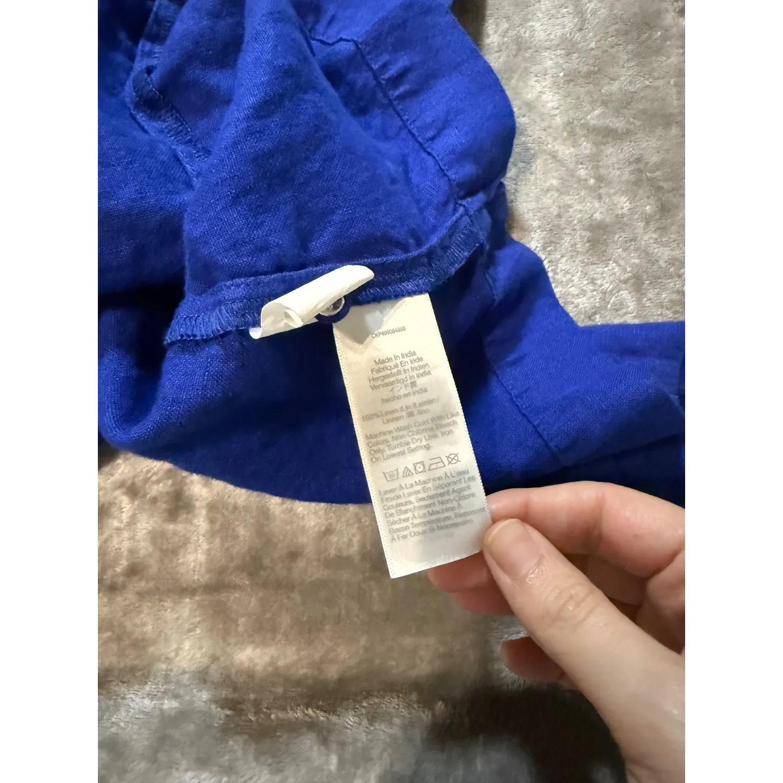 NWOT Madewell Size 4 Blue Bright Sapphire Curved-Neck Shell Tank in 100%‎ Linen - Image 9