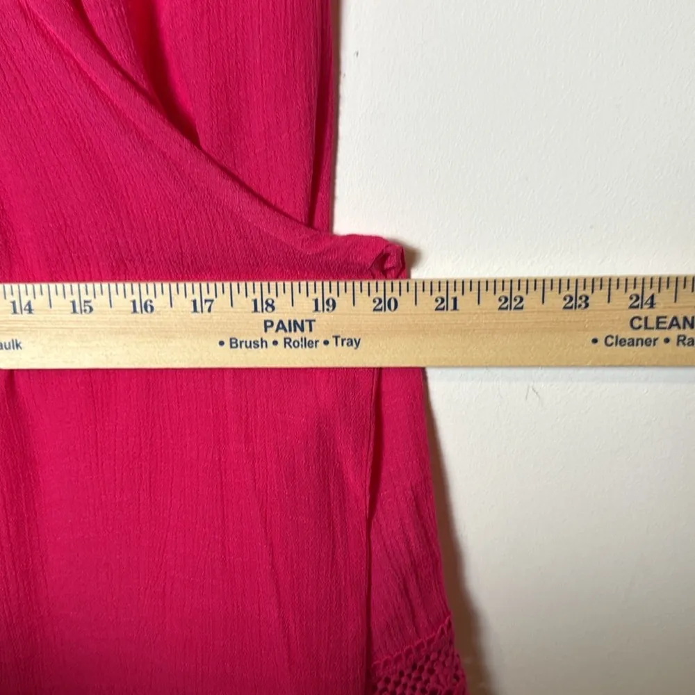 Brand New I.N. Studio Pink 3/4 Sleeve Lace Trim Square Neck Blouse size M NWT Size M - Image 9