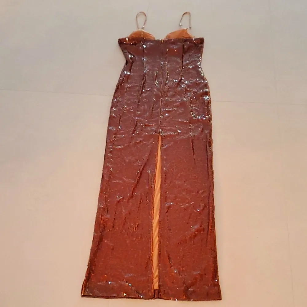 New In Vouge Brown Sequin Maxi Dress Size L - Image 6