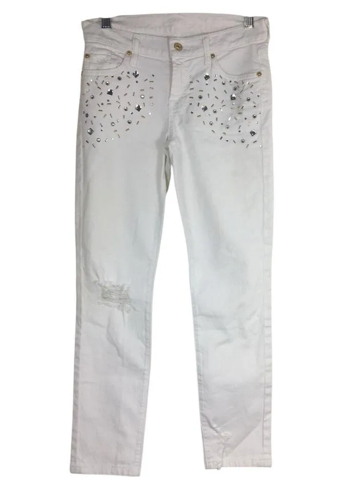 7 for all Mankind the Slim Cigarette Embellished White - Image 7