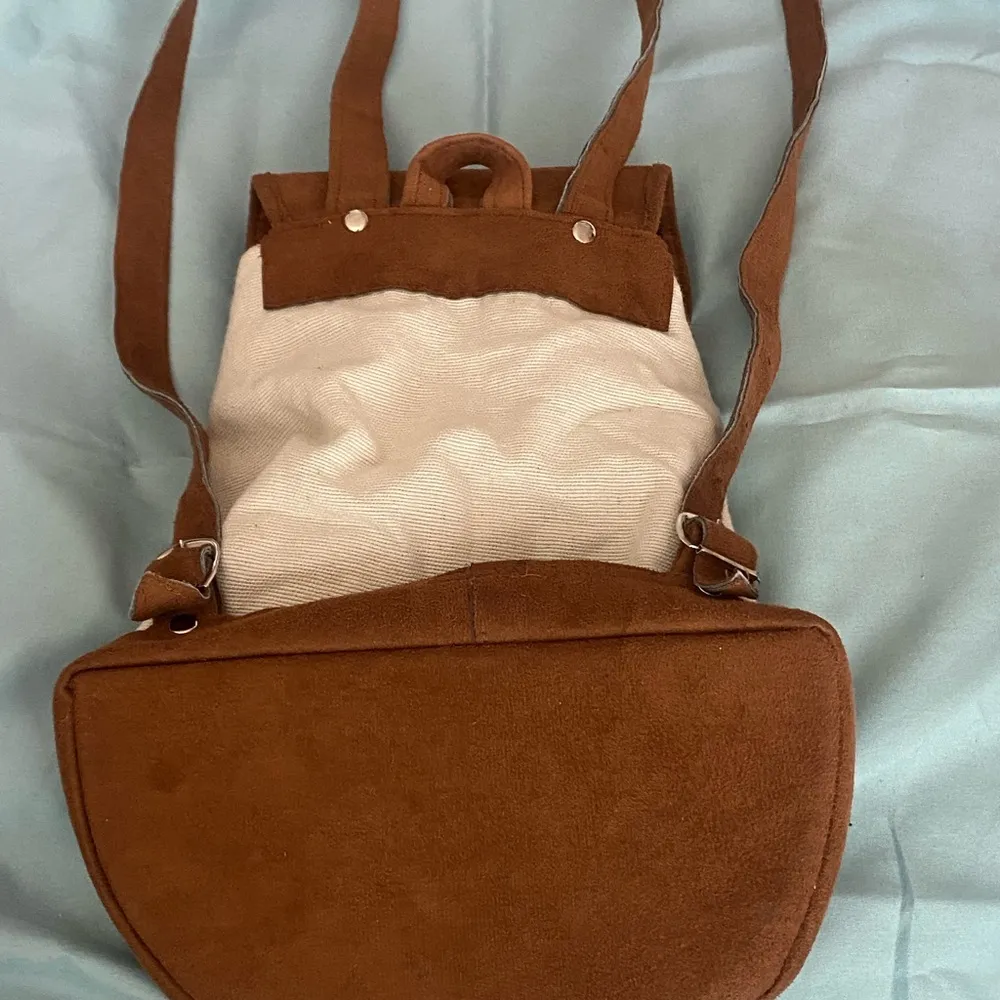 Backpack Purse Sack Embroidered Boho Guatemalan Multicolor 12” H Tall Brown - Image 3