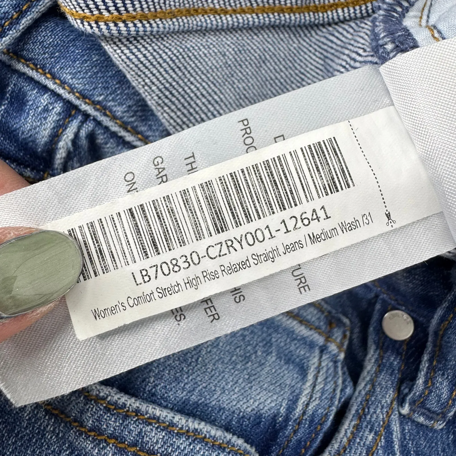 Quince Comfort Stretch High Rise Relaxed Straight Jeans Medium Wash Blue Size 31 - Image 10