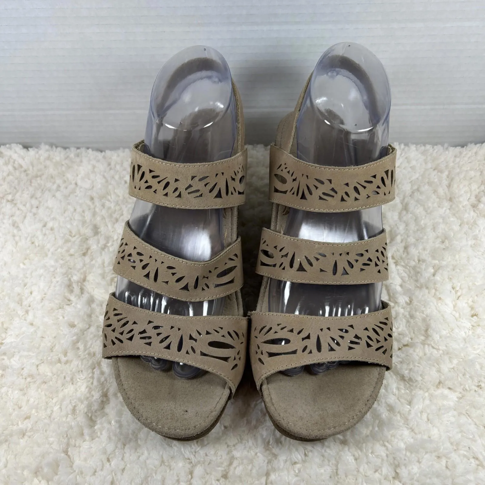 AETREX Laser cut Leather Womens Hook & Loop Toe Sandals Shoe Size 8.5 - Image 6