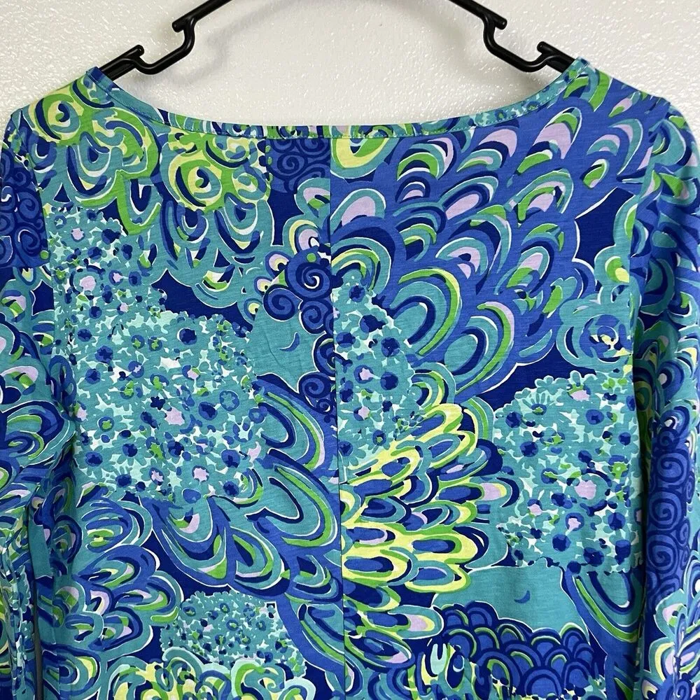 Lilly Pulitzer Marlowe Dress Lagoon Pima Cotton Blue Colorful Mini Womens Small - Image 8