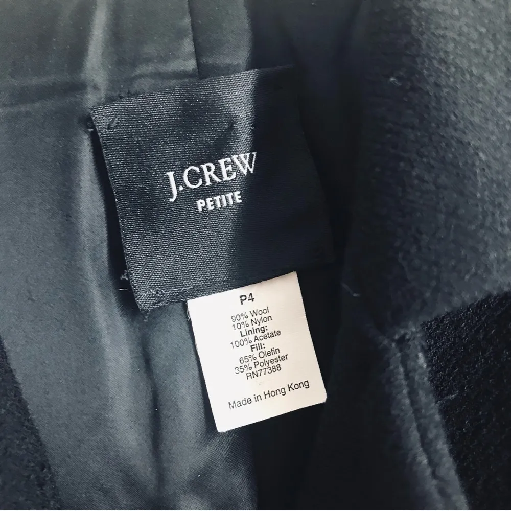 J. Crew Long Wool Black Topcoat size 4 Petite - Image 11