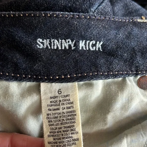 American‎ eagle size 6 skinny kick stretch dark denim jeans - Image 5