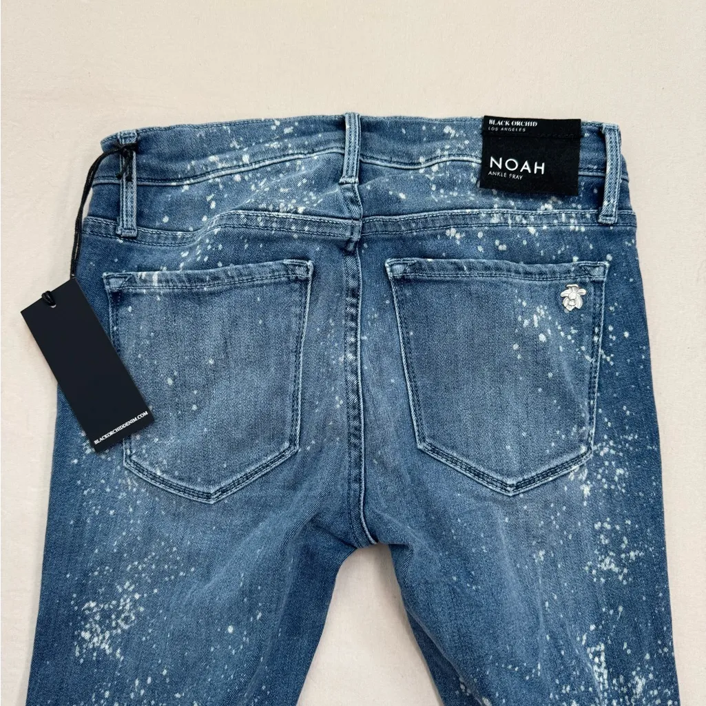 BLACK ORCHID Jeans Noah Ankle Fray Sz 25 Blue Distressed Skinny Bleach Splatter - Image 7