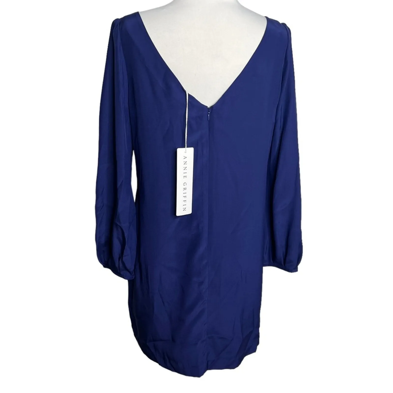 NWT Annie Griffin Meg bell sleeve silk dress navy sz 10 - Image 2