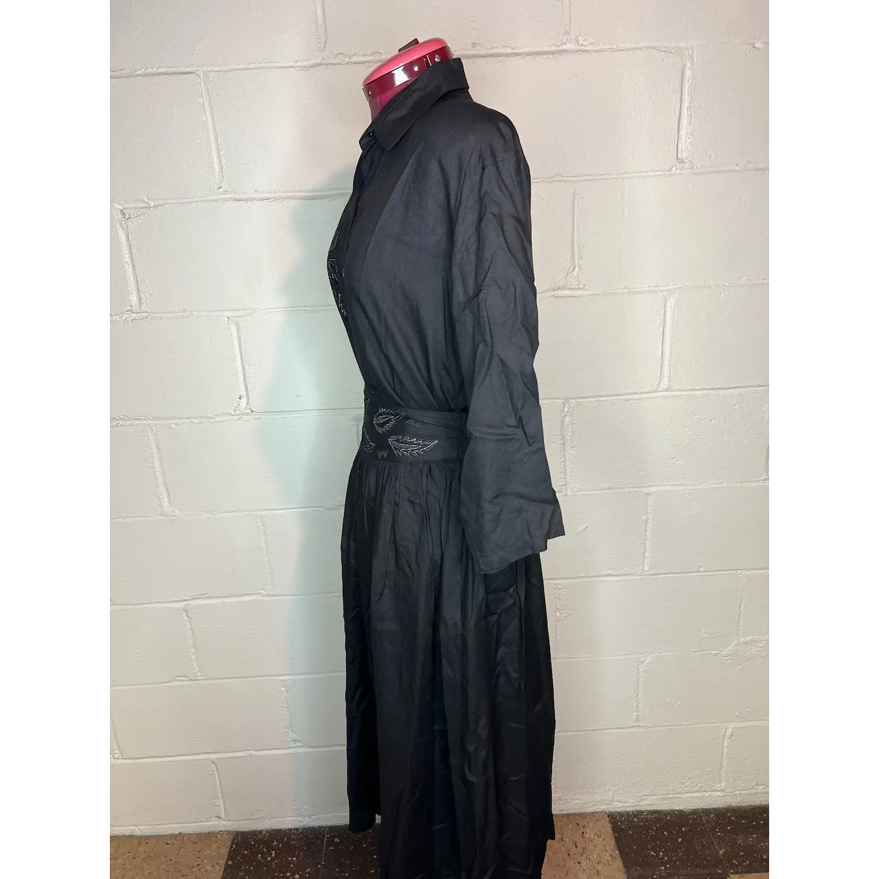 skirt set drop waist floral western black gold embroidered - Image 16