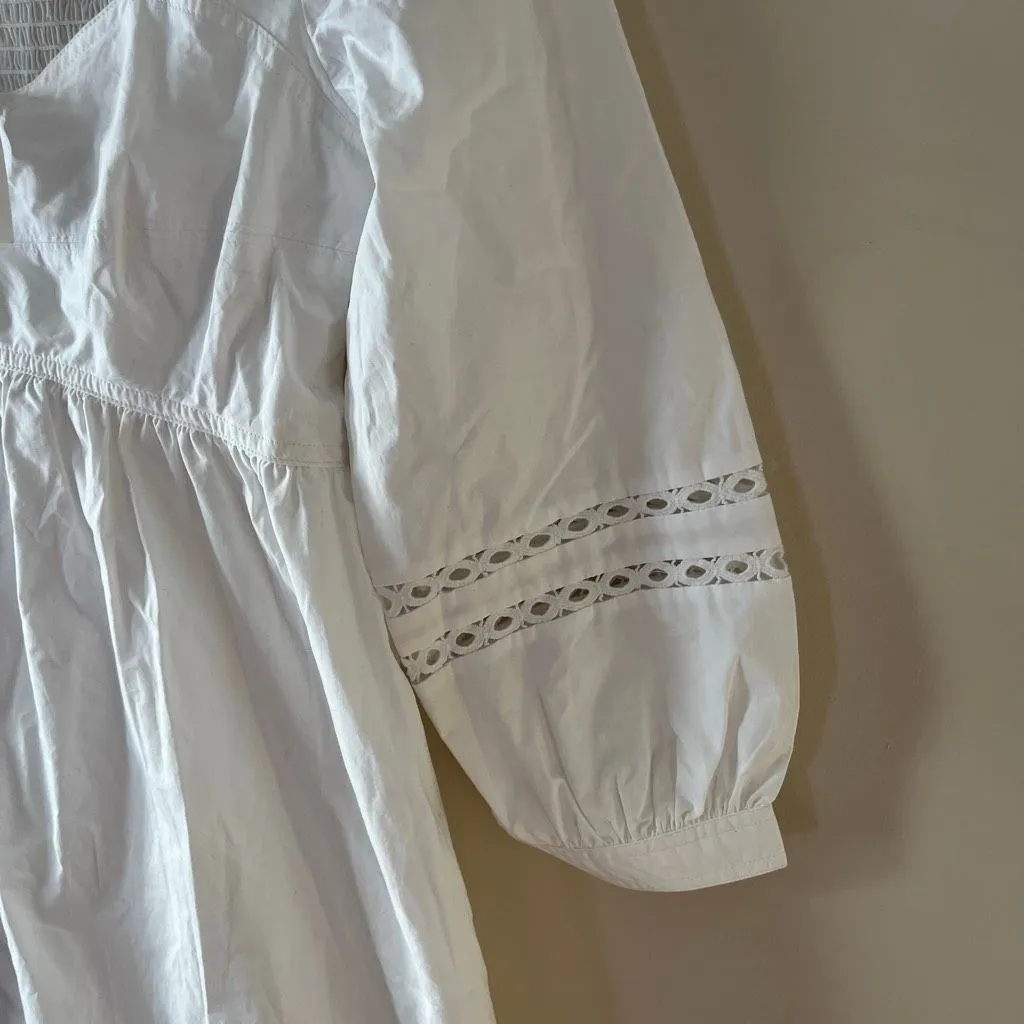 Banana Republic White Eyelet Cotton Mini Dress NWT M - Image 6