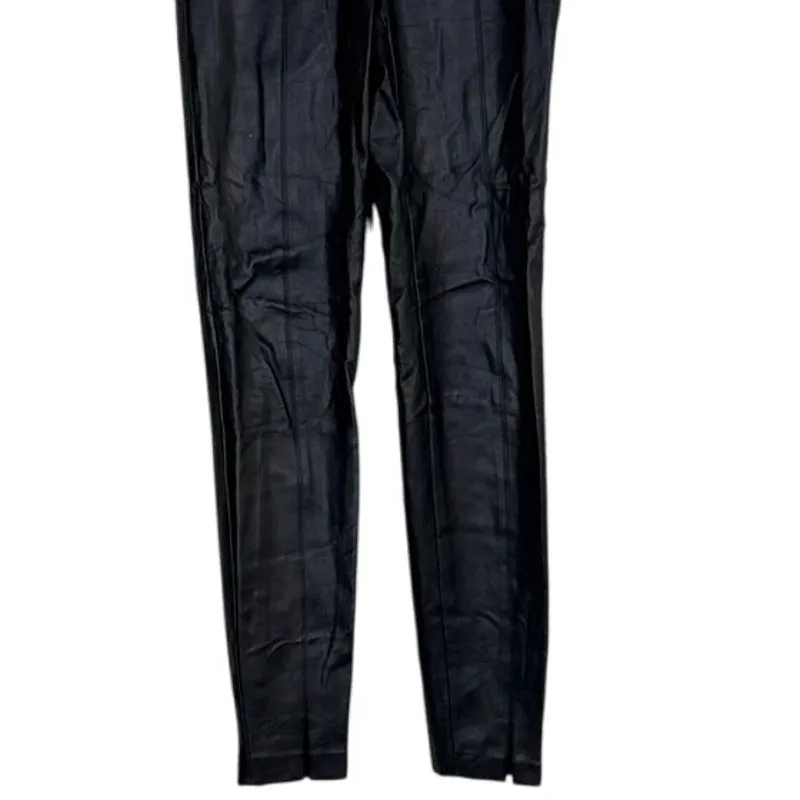 NWT ZARA Faux Leather Mid Elastic Waist Skinny Zip Up Ankle Crop Pants XS Black - Image 3