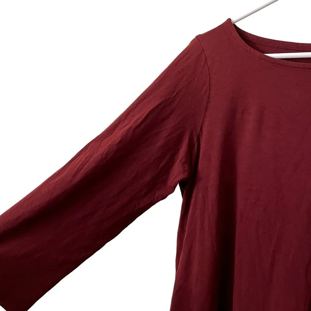 Eileen Fisher red long sleeved classic casual top blouse comfortable basic stapl - Image 3