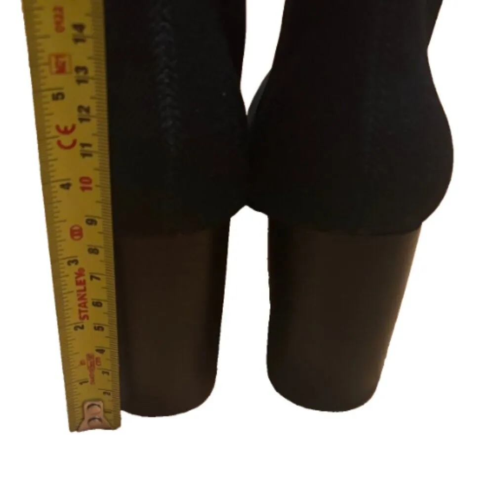 MIA Women's Black "Martin" Pointed Toe Block Heel Sock Booties - Size 10 NEW - Image 4