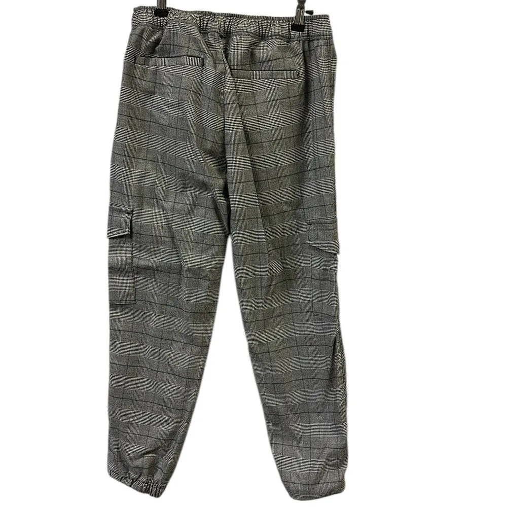 Sanctuary Houndstooth Gray Plaid Cargo Joggers Elastic Waist and Hem Womens XS - Image 4