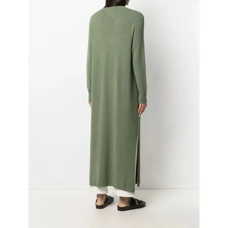 APPARIS Long Duster Cardigan Sweater Olive Green Maxi Split Sides Made in Italy Size undefined - Image 4