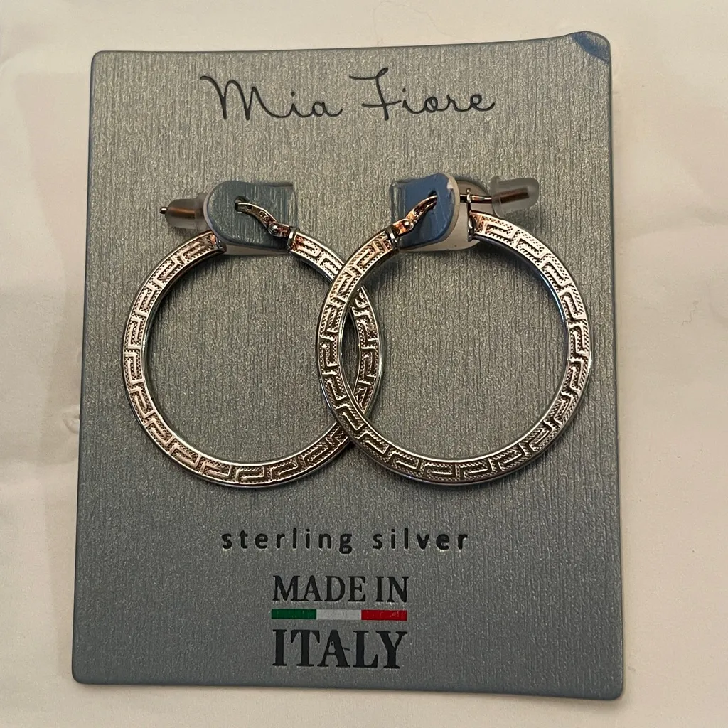 Mia Fiore Sterling Silver Greek Key Earrings - Image 3