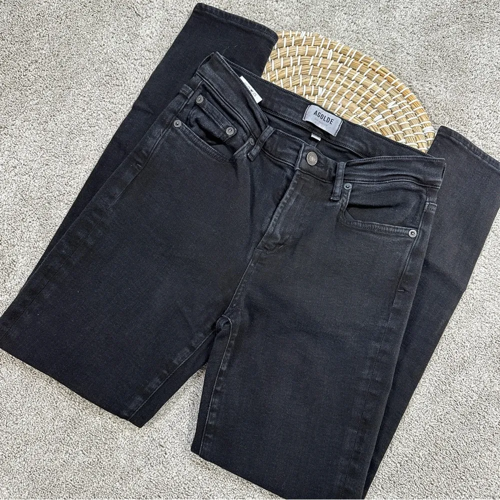 Agolde Women’s Sophie Mid Rise Ankle Skinny Jeans Zip Fly in Sane Black 26 - Image 3