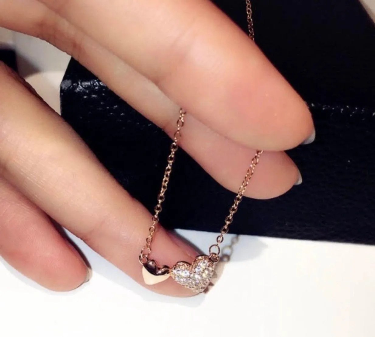 14K Rose Gold Plated Love Heart Pendant Necklace for Women - Image 4