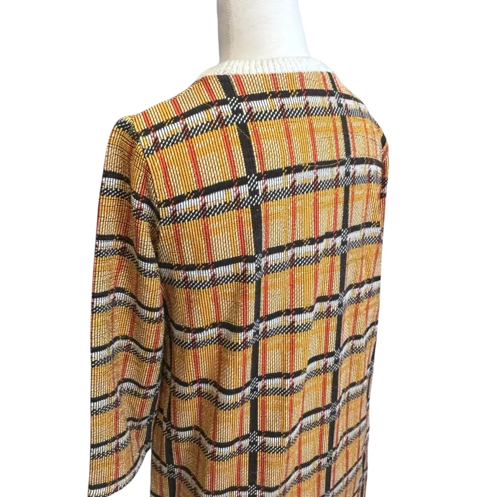 Zara Womens Tartan Checkered Check Print Dress Medium Yellow - Image 3