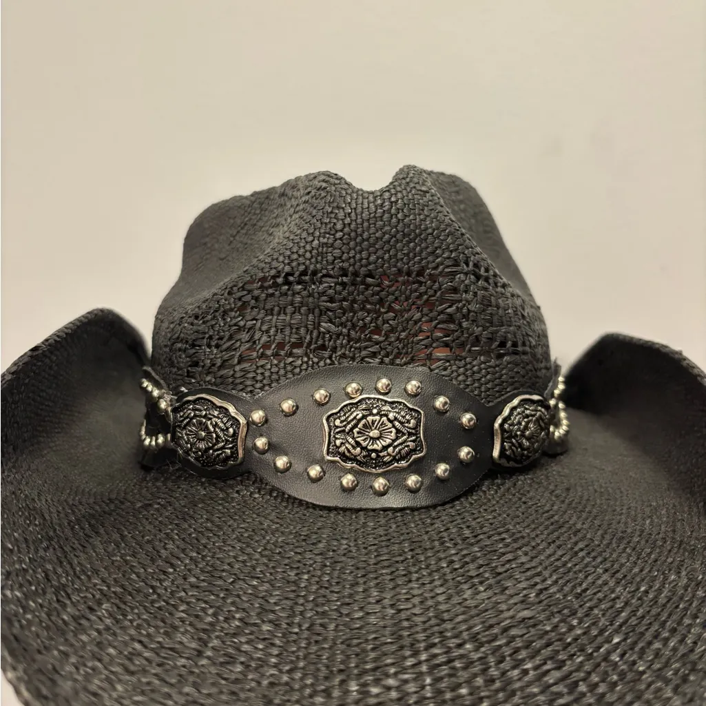 Black Western Cowboy Hat with Studded Band - Image 2