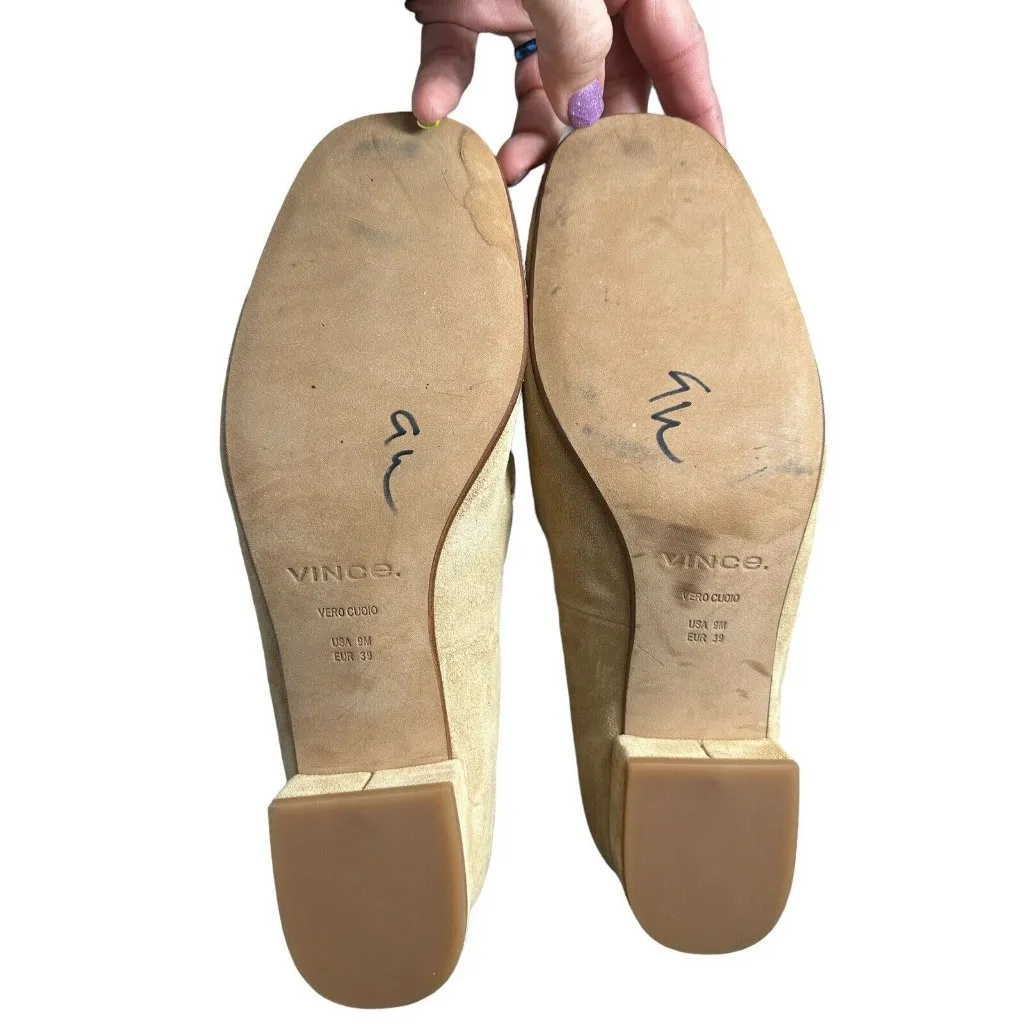 VINCE Vero Cuoio Lela Size 9 Loafer Women’s‎ Tan Suede Slip-On Block Heel #S93-8 - Image 9