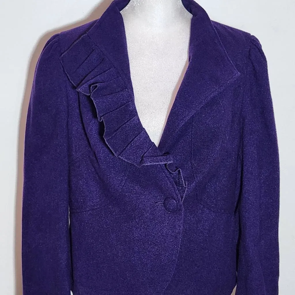 Ambition Purple Blazer with Pleated Detail NWOT Size Large Purple Women's Blazer - Image 3