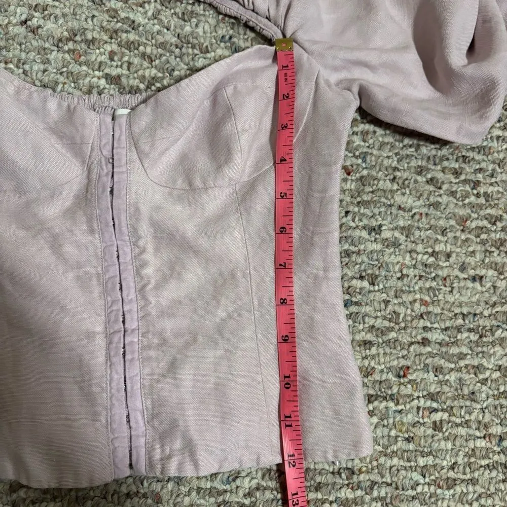 Aritzia Wilfred Muse Linen Corset Blouse Lilac Purple- Size Small - Image 13