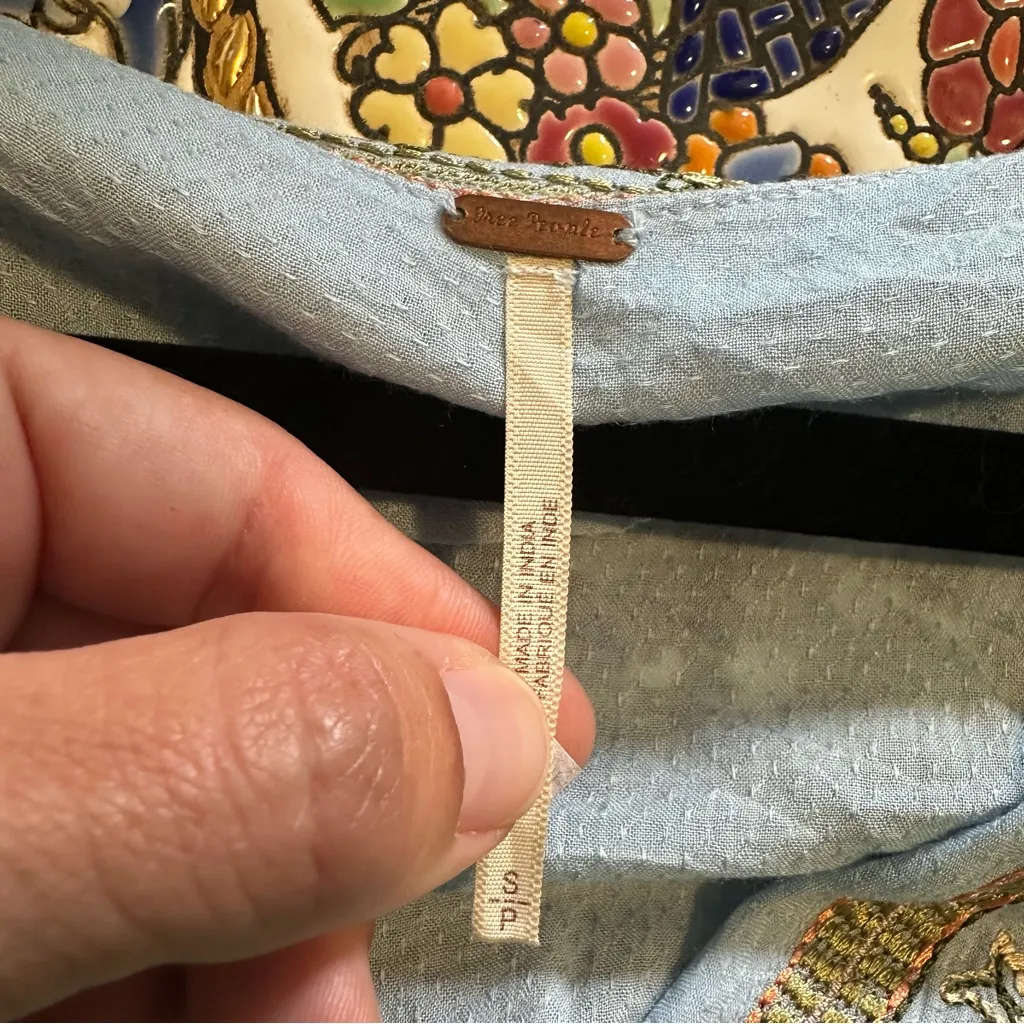 Free People Wild One Embroidered Peasant Tunic New With Tag Womens Small - Image 6