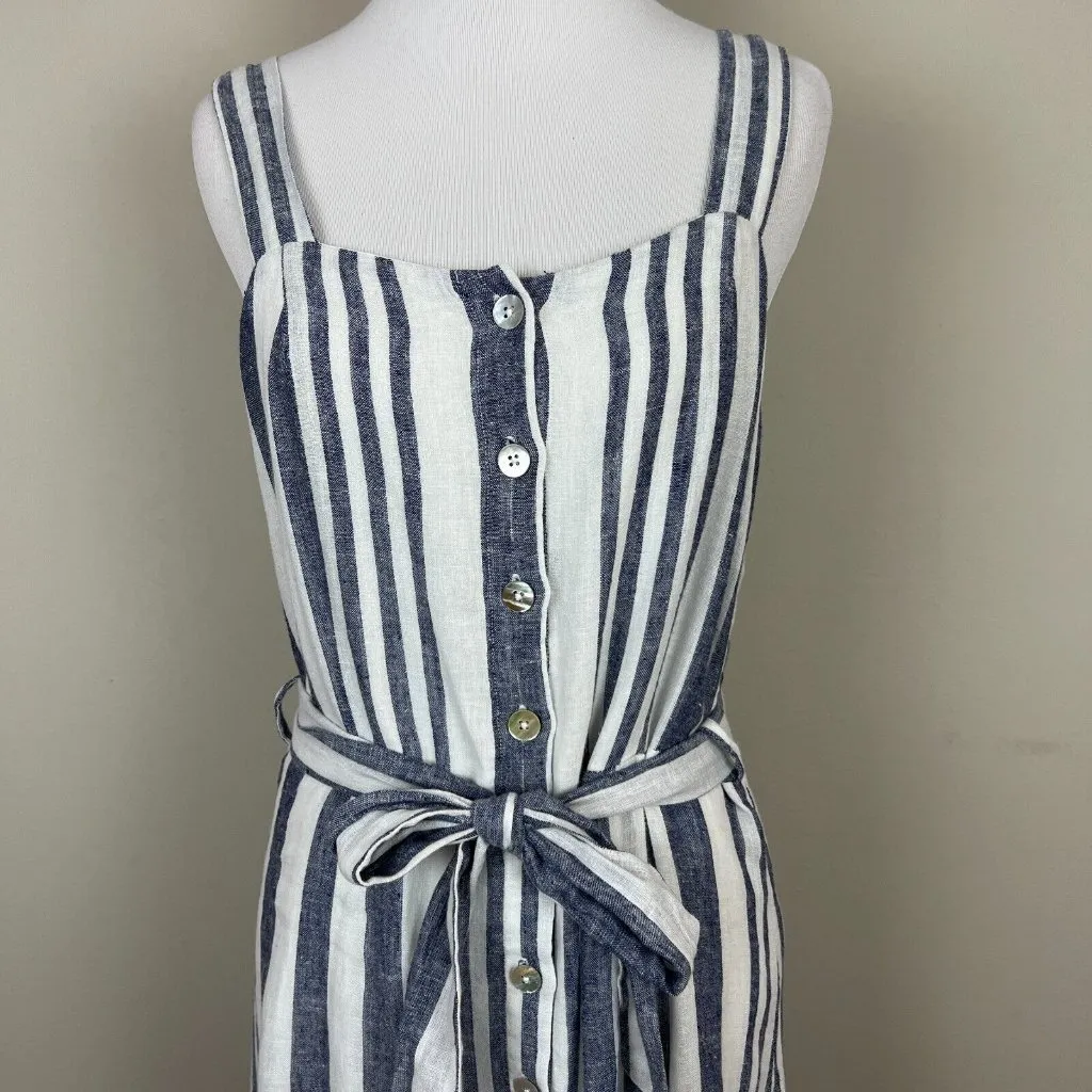 Rails Dress Medium Clement Bay Stripe Blue White Sleeveless Button Front‎ Belted - Image 2