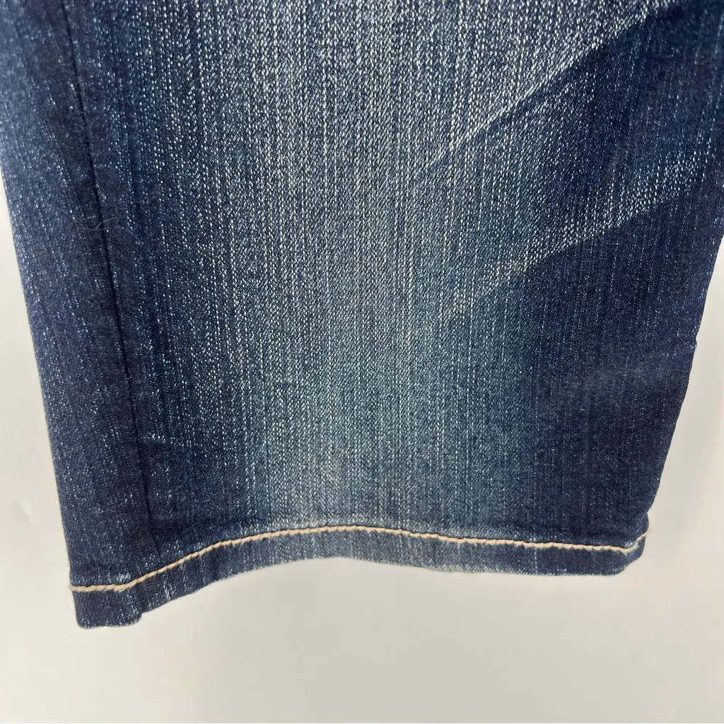 MEK‎ Jodhpur Bermuda Size 27 Stretch Dark Wash Denim Whiskered Faded Shorts Blue - Image 10