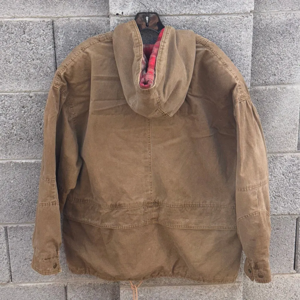 Vintage 1992 The Limited Hooded Chore Coat Plaid Flannel Liner Women's Medium - Image 10