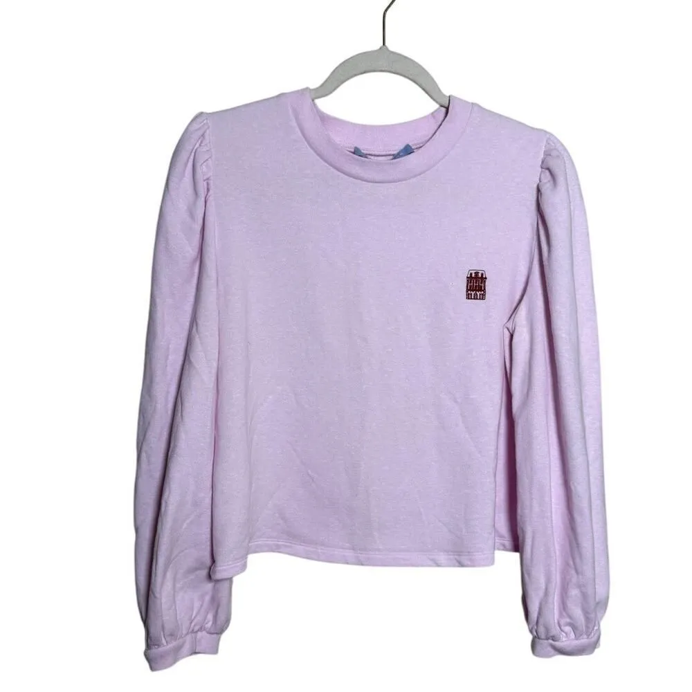 Hill House Teddy Puff Sleeve Sweatshirt – Pink Cozy Pullover, Women’s Size M - Image 3