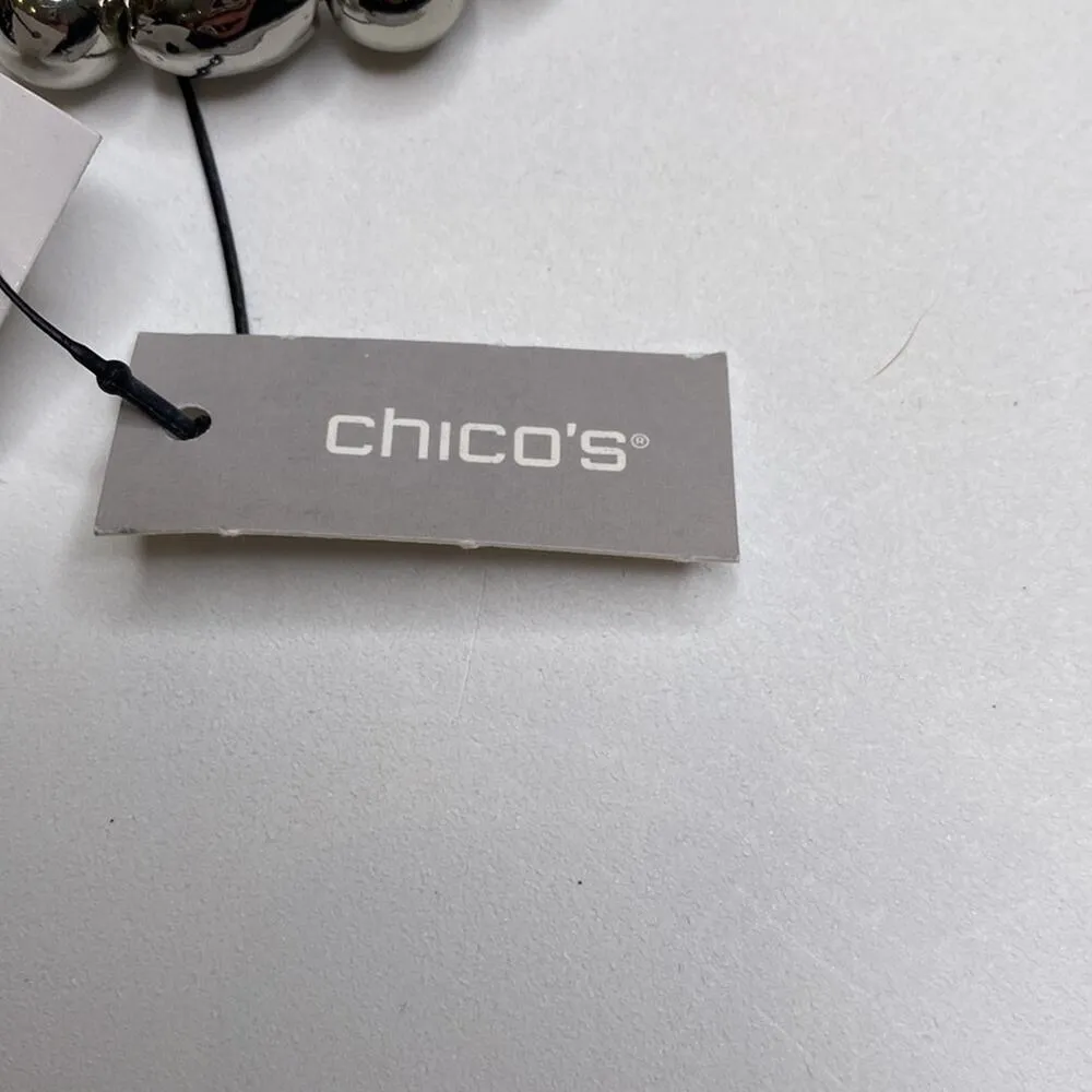 Chico’s Ari Shine Silver-Tone Medallion Stretch Bracelet NWT OS Zinc Metallic - Image 5