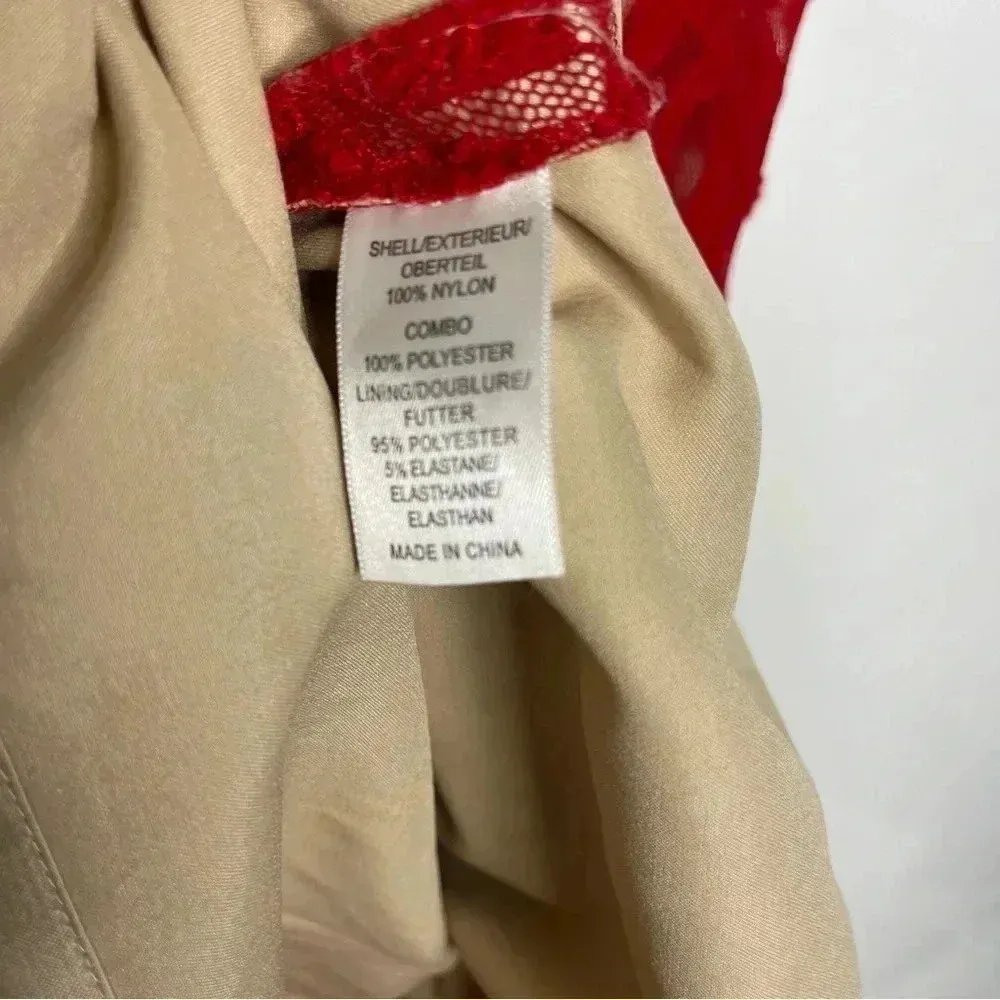 Adrianna Papell Women's Cap Sleeve Red Tonal Piped Lace Knee Length Dress Size 8 - Image 3