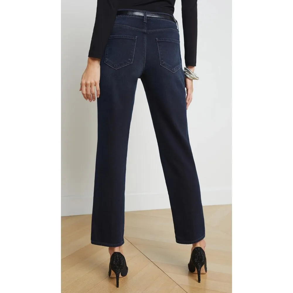 NEW- NWT L’AGENCE Marjorie Slouchy Slim Straight Jeans Dark Indigo Size 23 - Image 4
