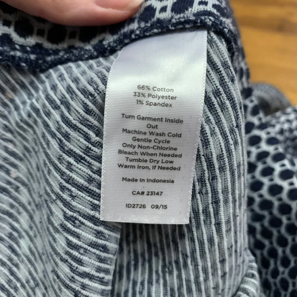 Talbots A-Line Skirt Womens Size 4 Geometric Print Career Casual Navy Blue White - Image 4