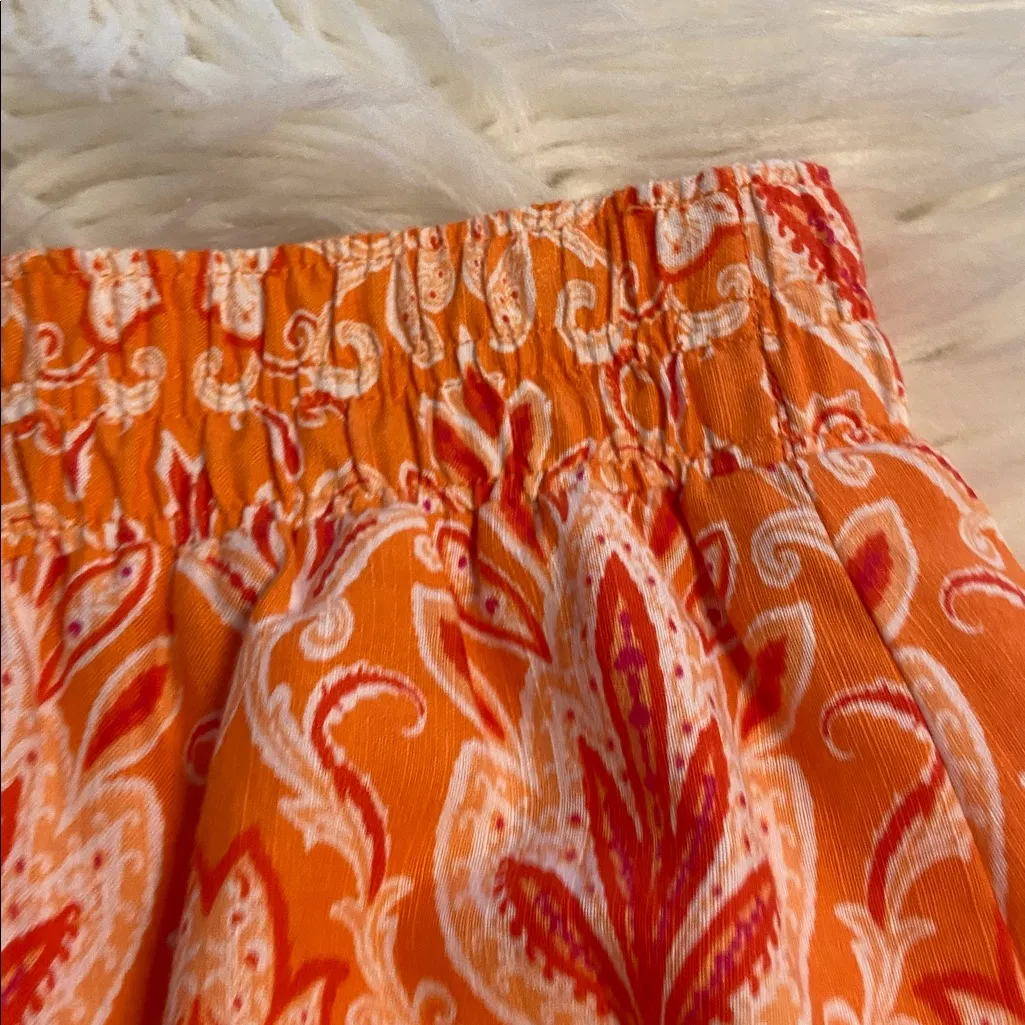 LOFT Orange and White A-Line Skirt size S length 19” waist 28” elastic - Image 7