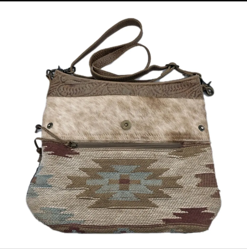 Myra Placid Beige Shoulder Bag Purse Tote Cowhair Aztec Tan Brown Western Grunge - Image 3