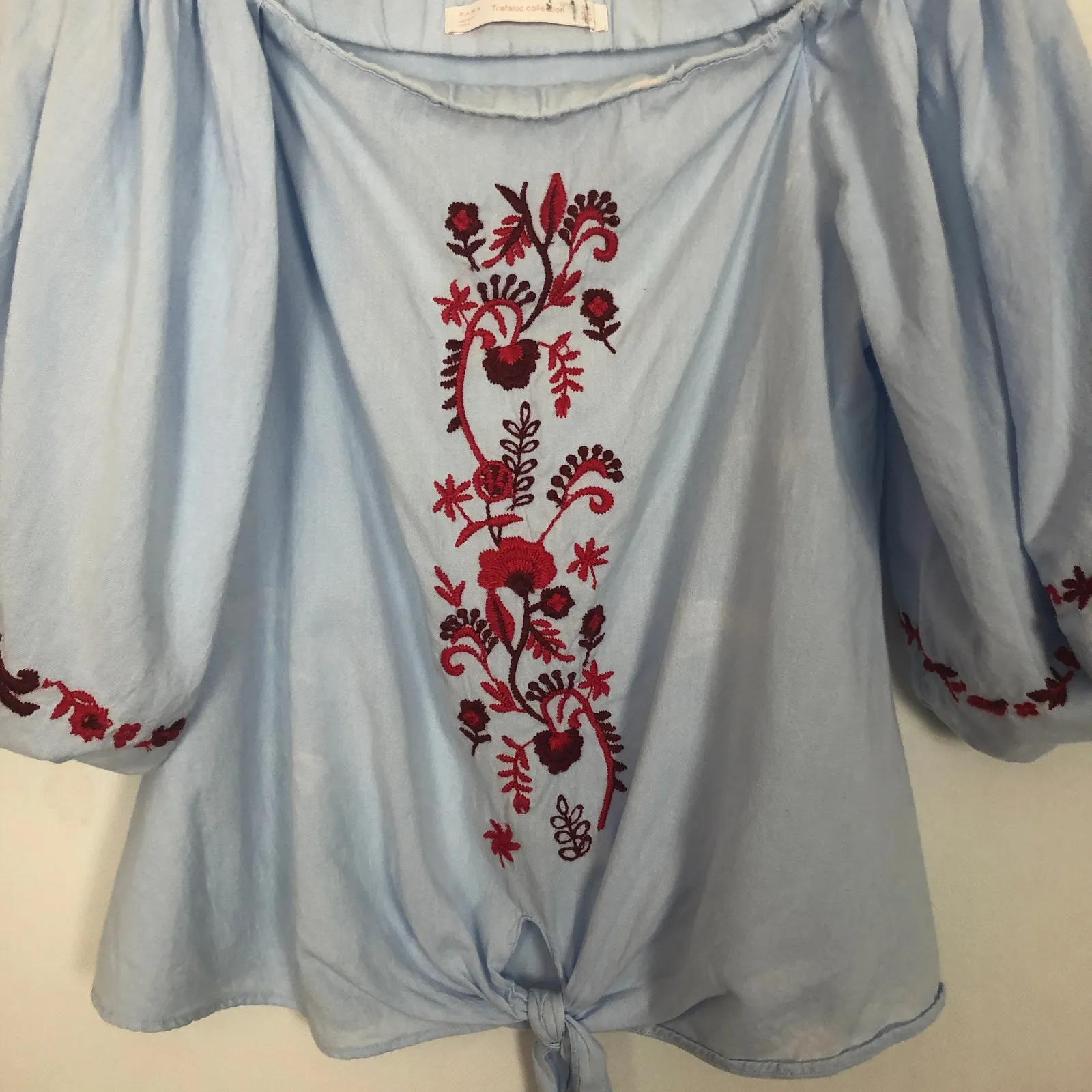 Zara Trafaluc Collection Off-Shoulder Embroidered Boho Top S - Image 3