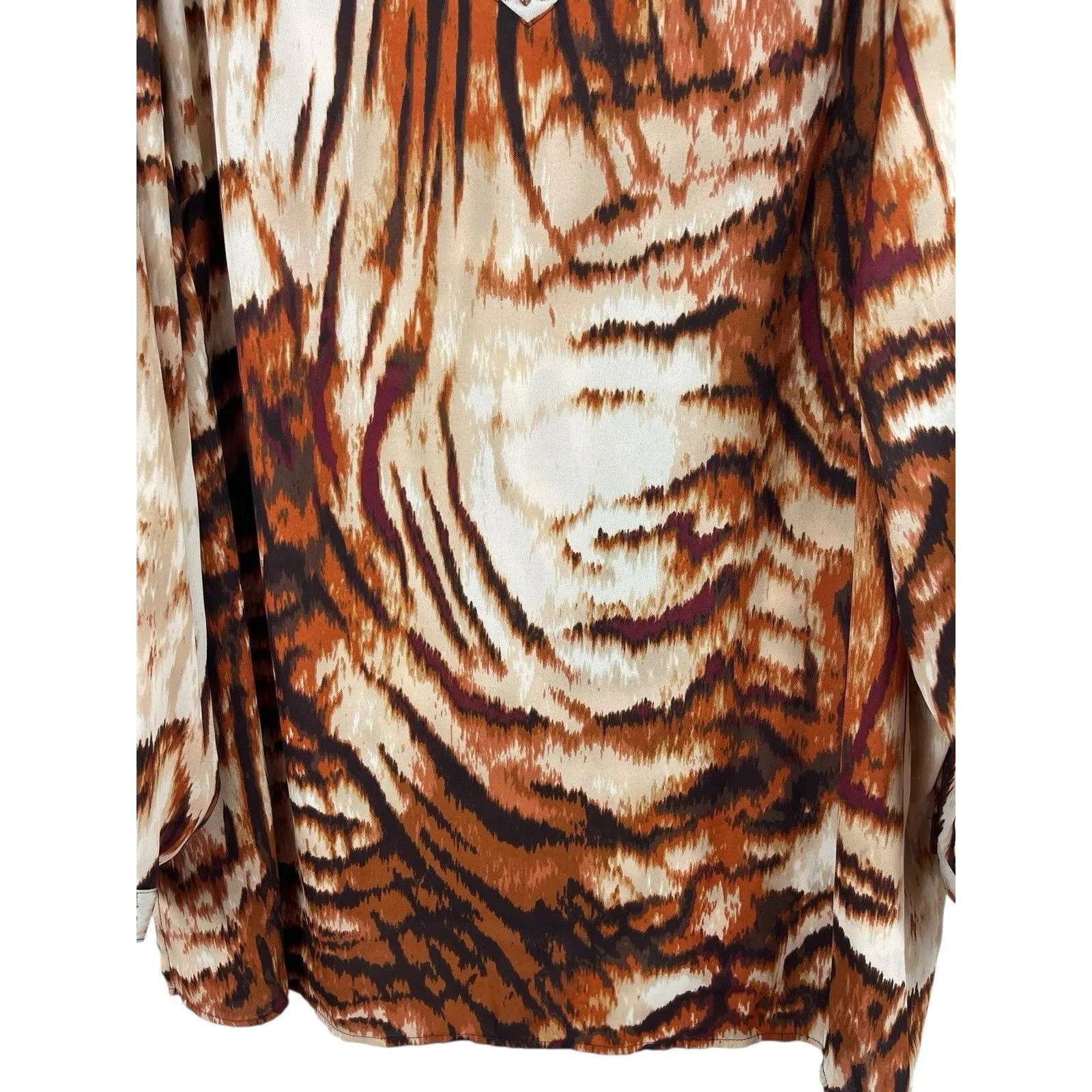 Susan Graver Artisan Women’s 28W Beaded V-neck Sheer Tunic Long Sleeve Top NWT - Image 3