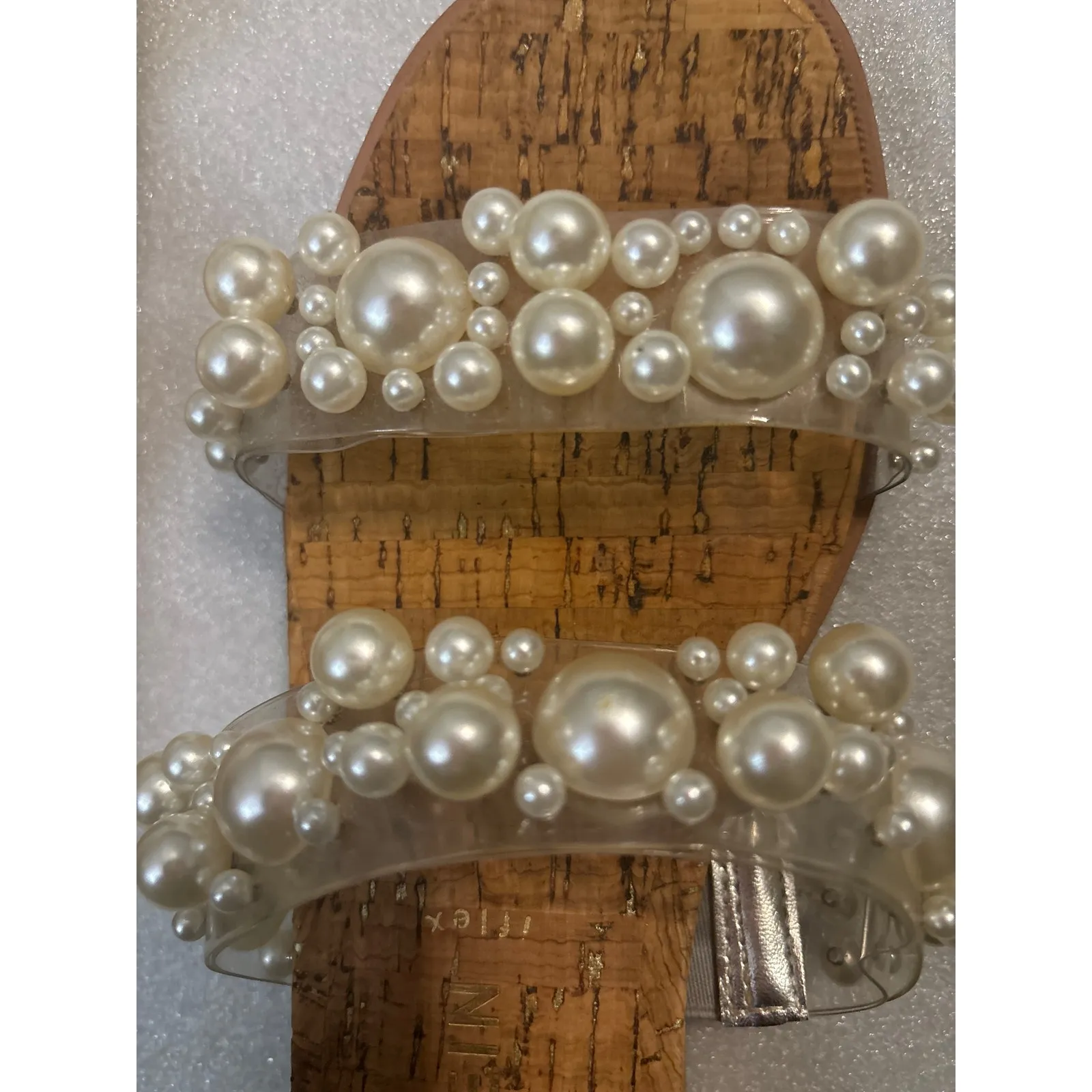 Ann Klein Blakely Pearl Sandal 6M Coquette Girl Quiet Luxury Mermaid Classic Silver Size 6 - Image 2