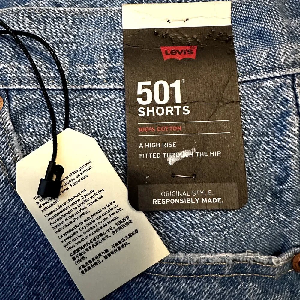 Levi's 501 Original Jean Shorts Cut-off High Rise Denim Ojai Stone W34 NWT - Image 4