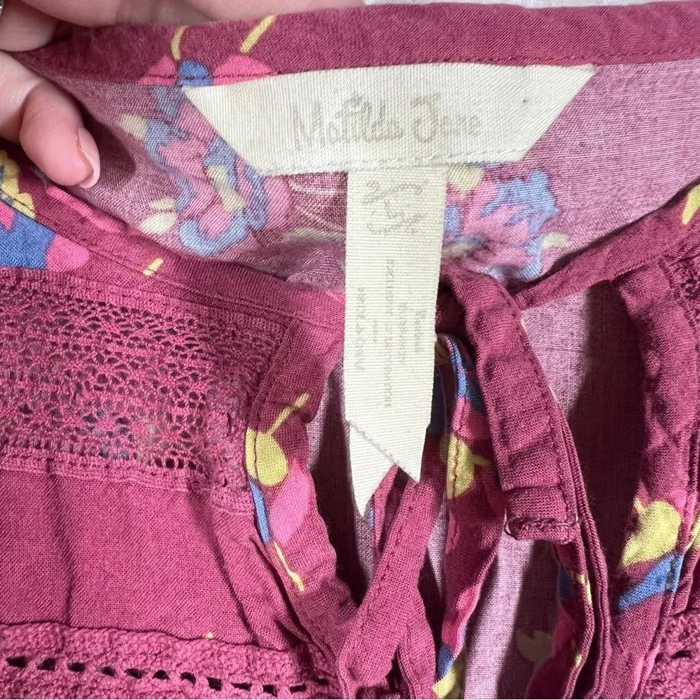 Matilda Jane Pink Floral Eyelet Short‎ Sleeve Dress - Image 2