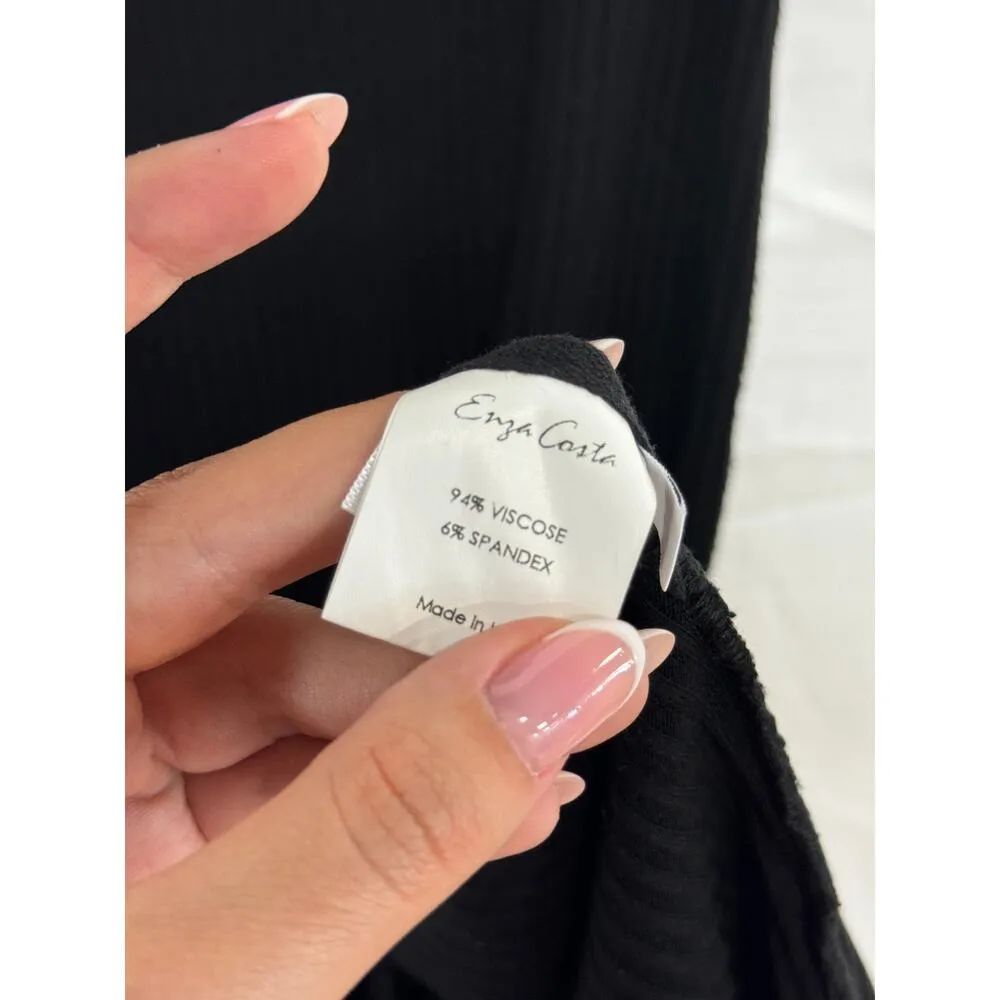 Enza Costa Sleeveless Scoop Neck Ribbed Knit Tank Midi Dress Black Women's M Size M - Image 5