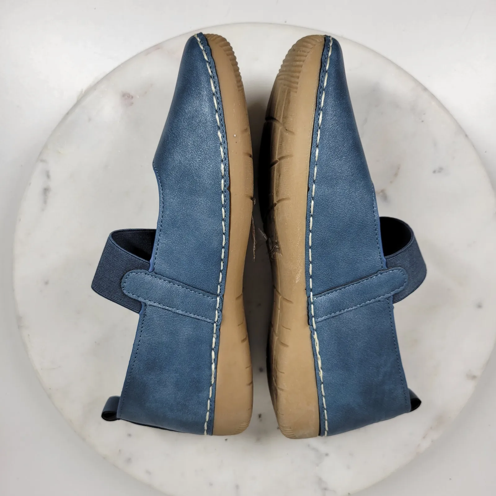 GC‎ Lira Leather Mary Janes Womens 7 Metallic Blue Closed Toe Shoes - Image 7