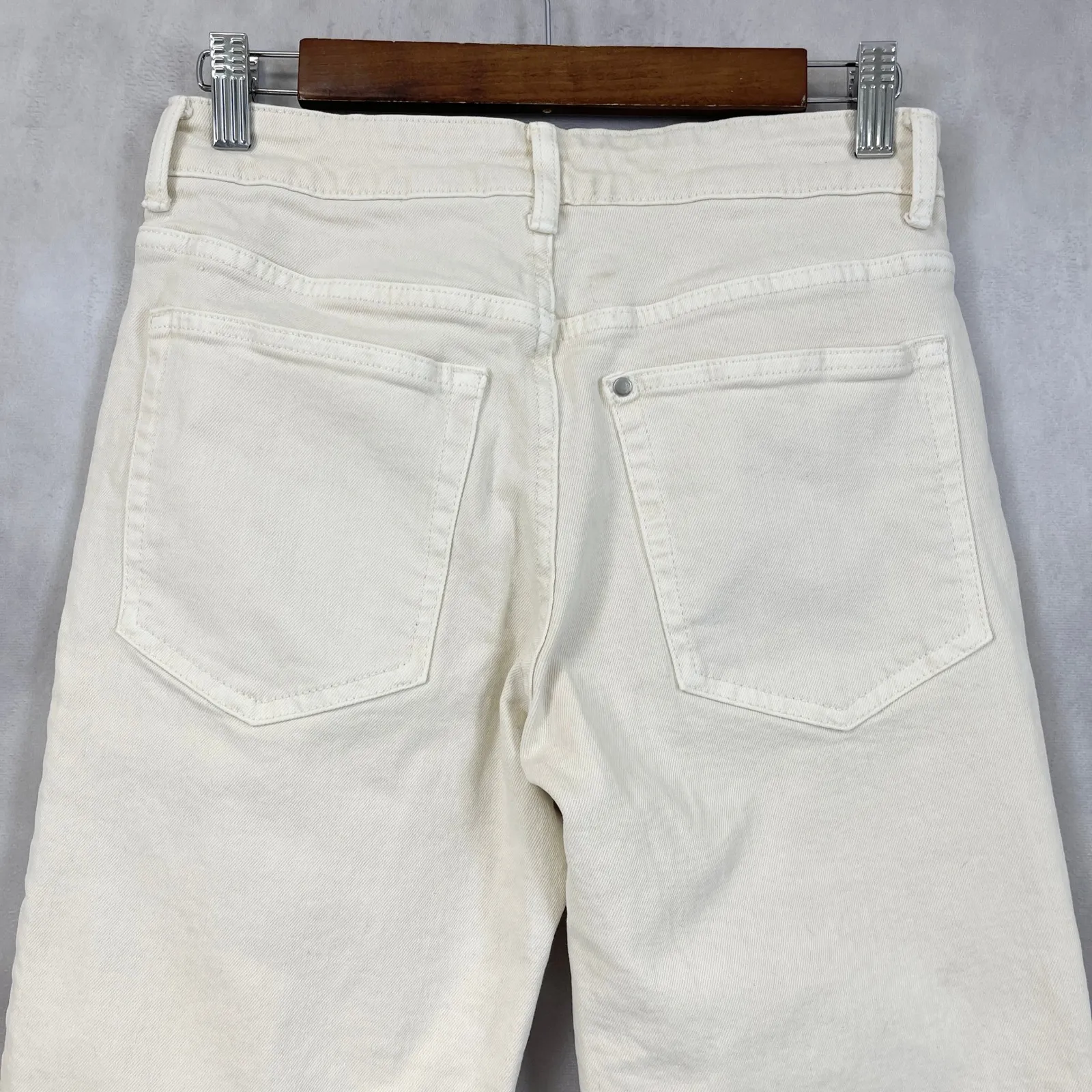 H&M‎ Womens Jeans 4 High Rise Straight Leg Cream Minimalist Core Street Normcore - Image 4